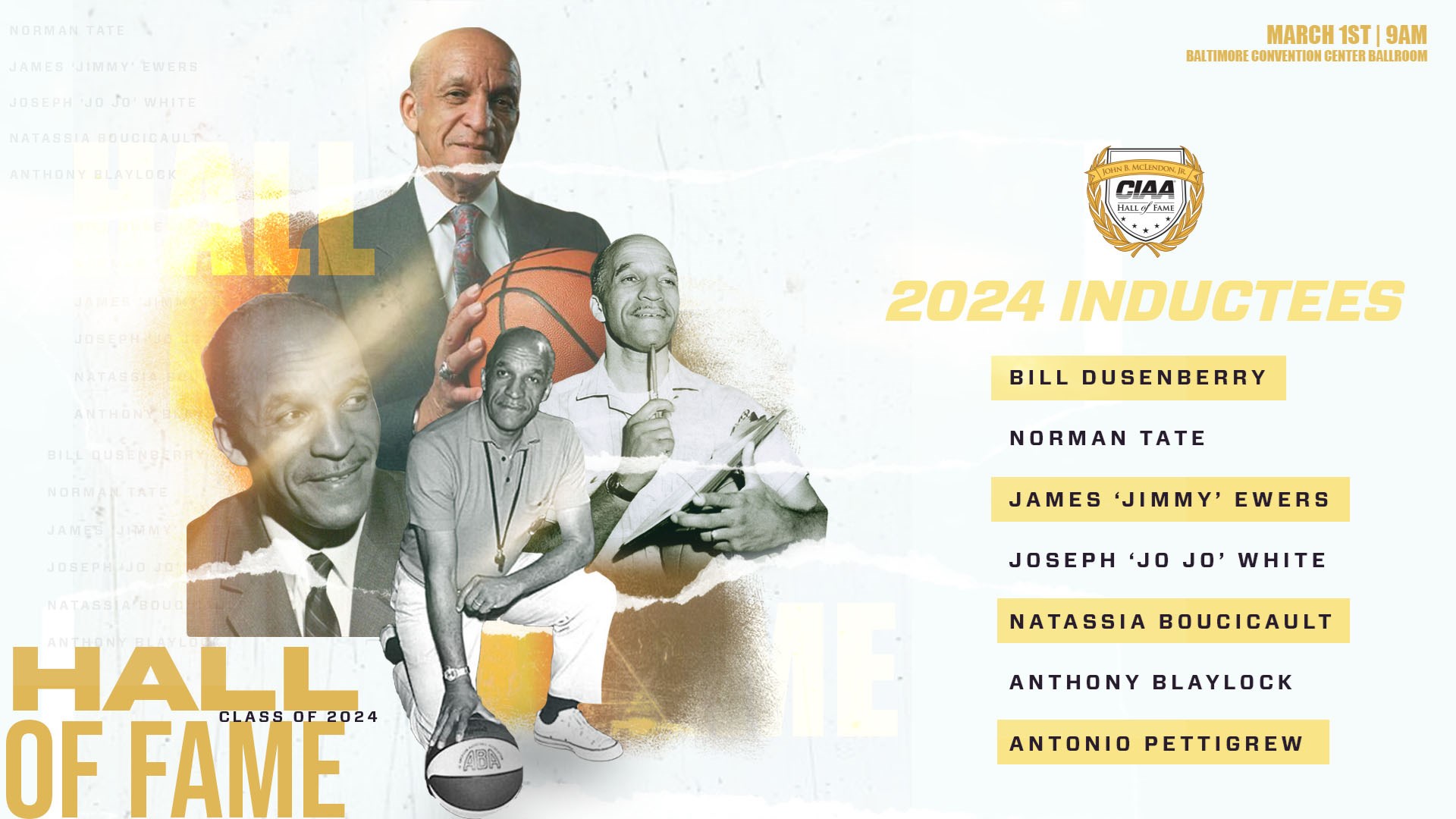 CIAA Unveils 2024 John B. McLendon Hall of Fame Class