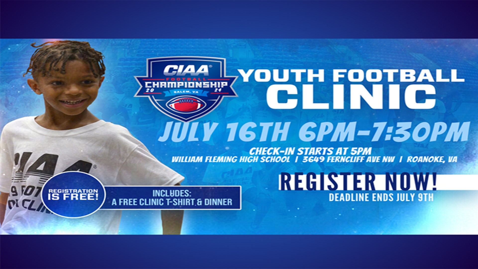 2024 CIAA Youth Football Clinic to be Held at William Fleming High School
